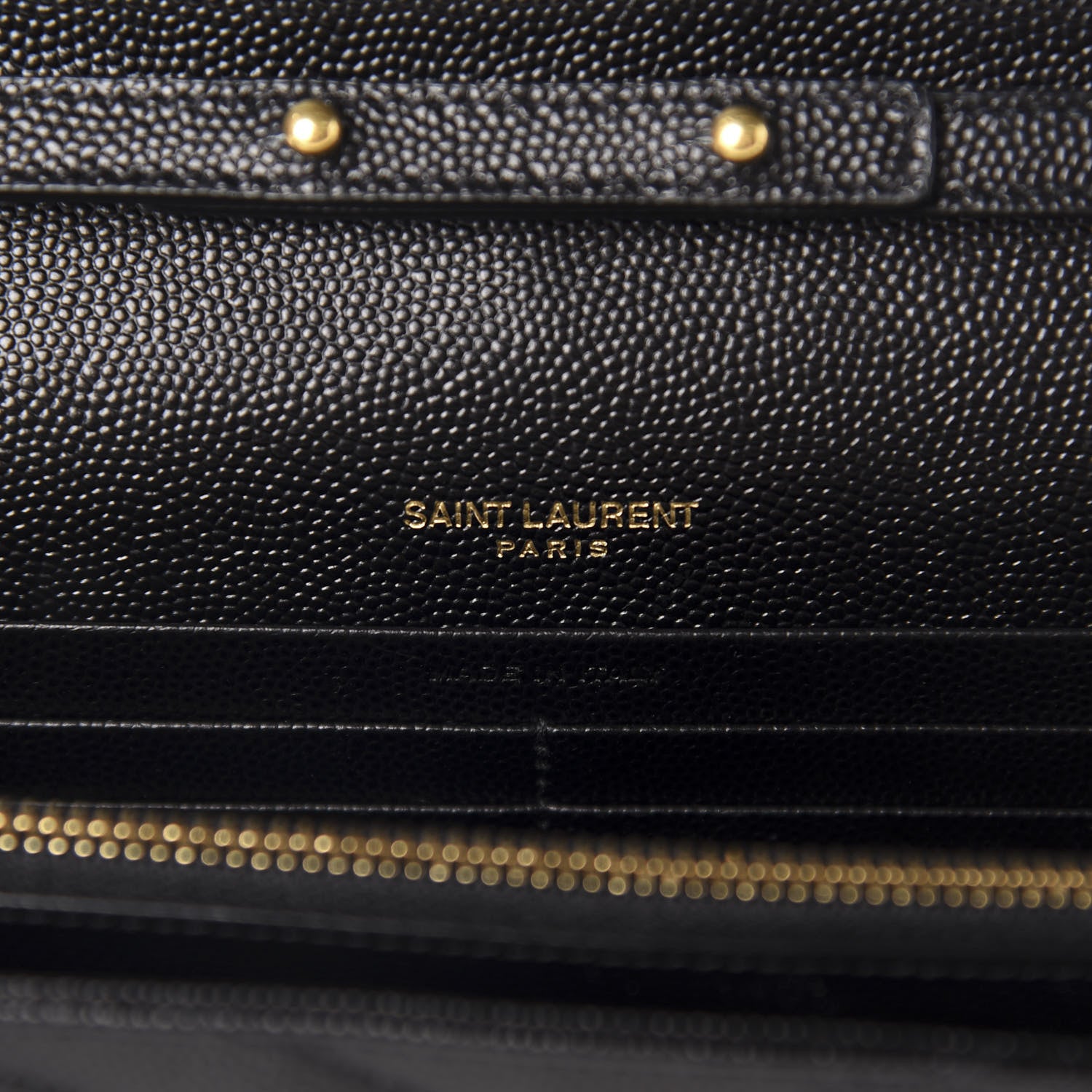 Saint Laurent Grain De Poudre Matelasse Chevron Monogram Chain Wallet Black 8 of 11