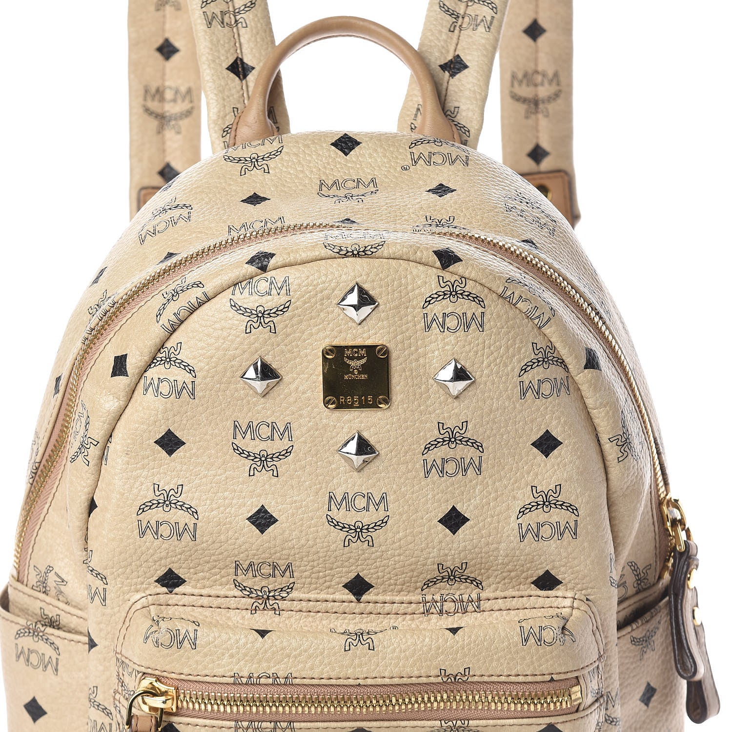 MCM Visetos Studded Small Stark Backpack Beige 9 of 11