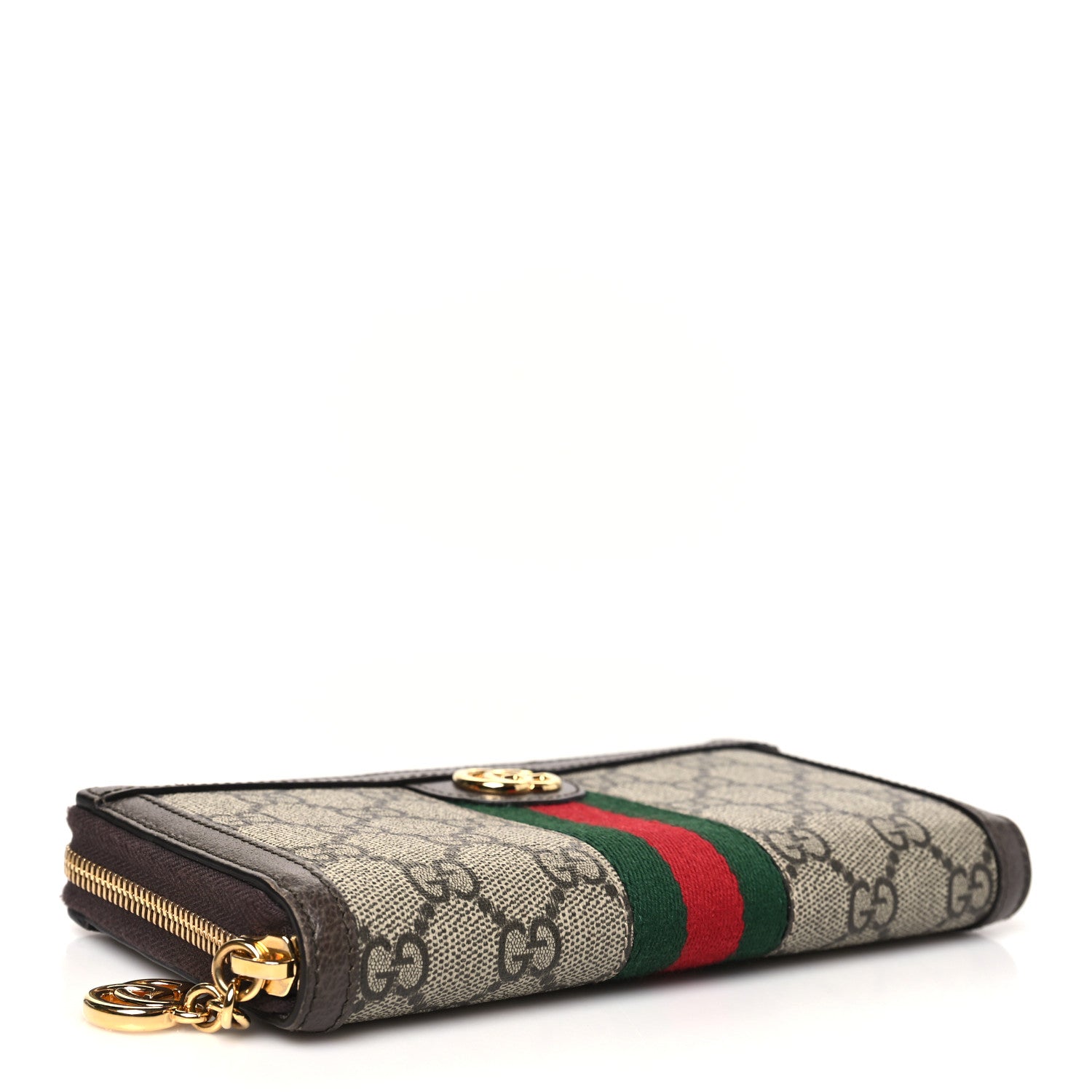 Gucci GG Supreme Monogram Web Ophidia Zip Around Wallet Brown 4 of 11