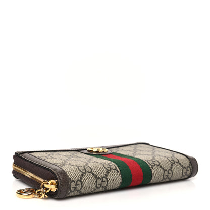 Gucci GG Supreme Monogram Web Ophidia Zip Around Wallet Brown 4 of 11