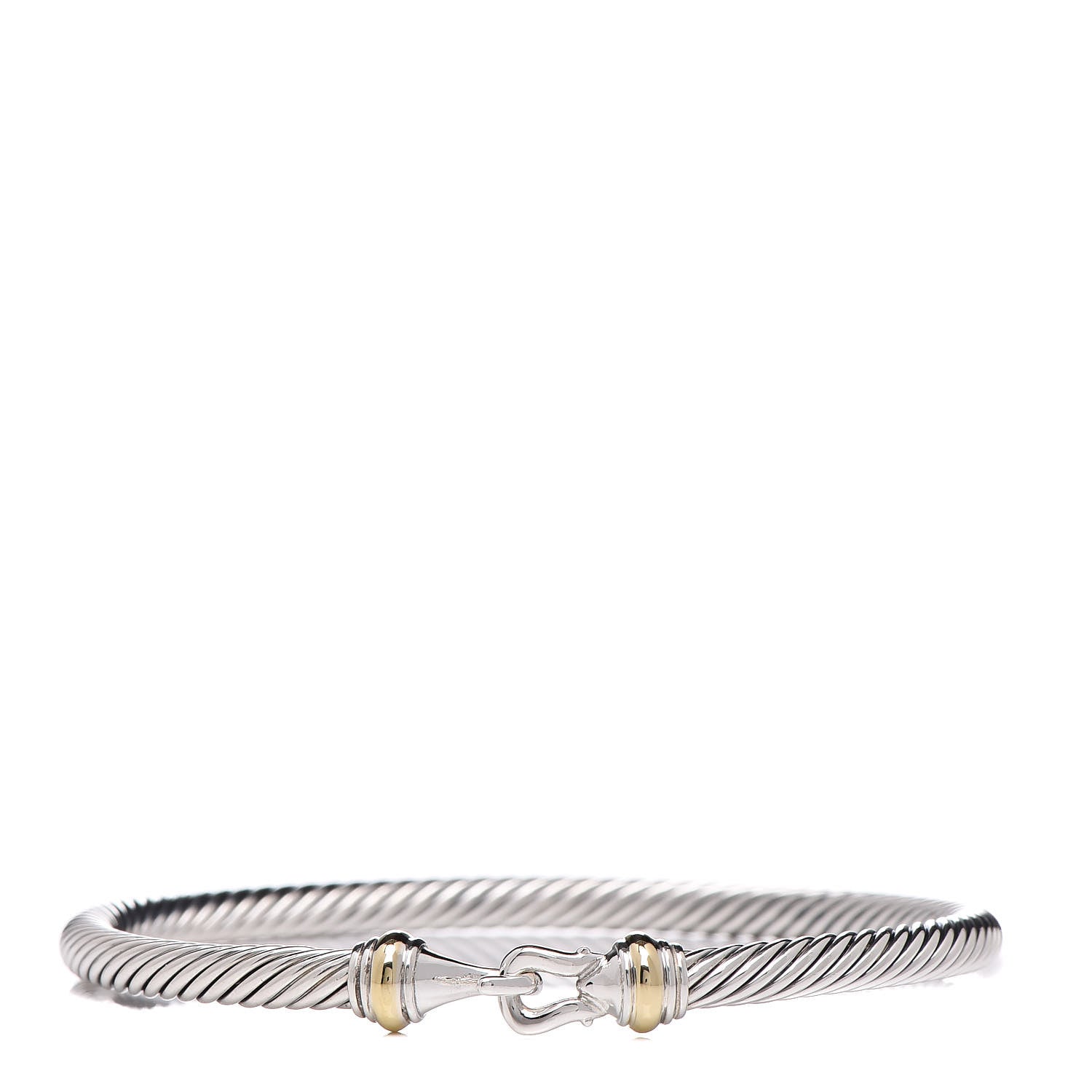 David Yurman Sterling Silver 18K Yellow Gold 4mm Cable Buckle Bracelet 1 of 6