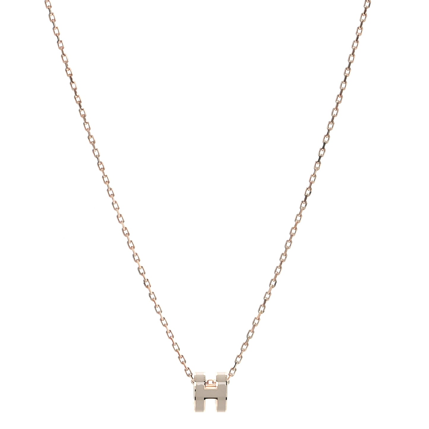 Lacquered Rose Gold Mini Pop H Pendant Necklace Marron Glace