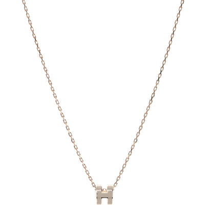 Hermes Lacquered Rose Gold Mini Pop H Pendant Necklace Marron Glace 1 of 6