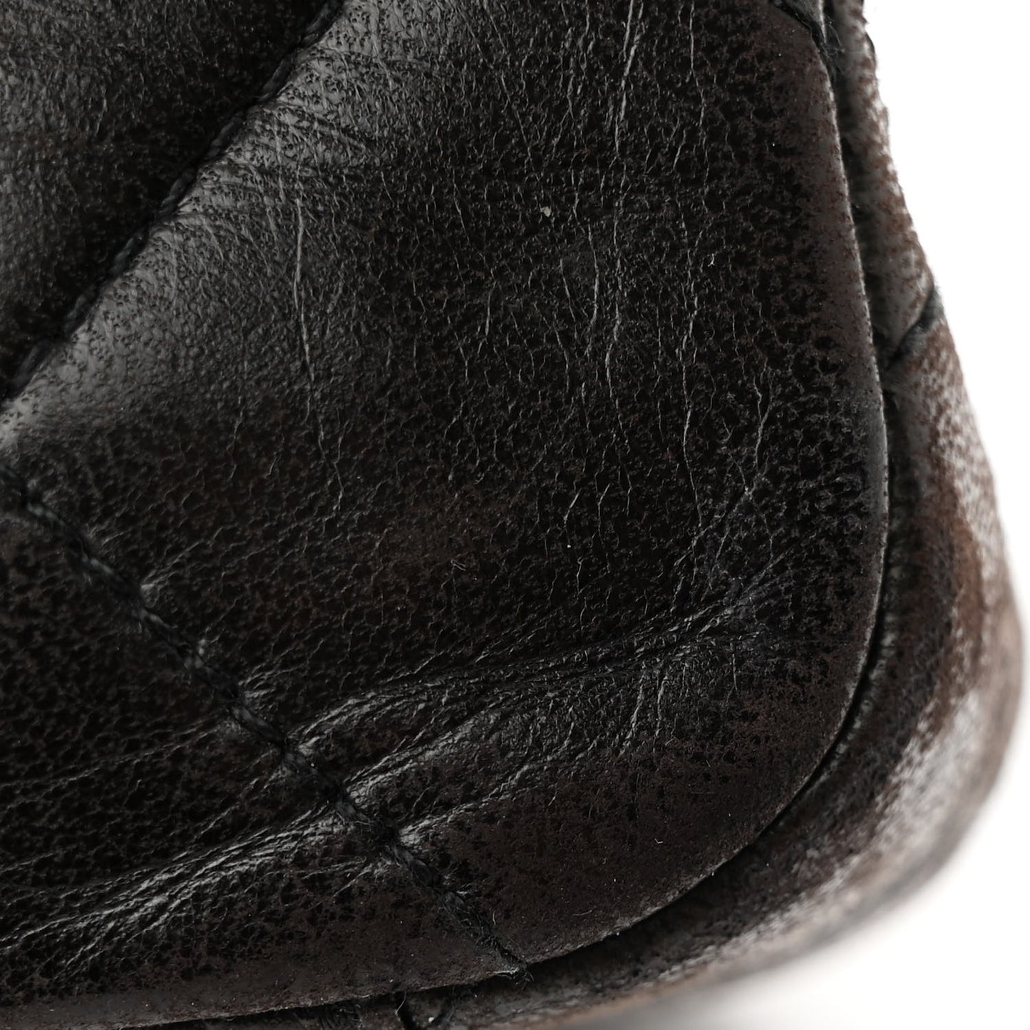 Lambskin Quilted CC Flap Shoulder Bag Dark Brown