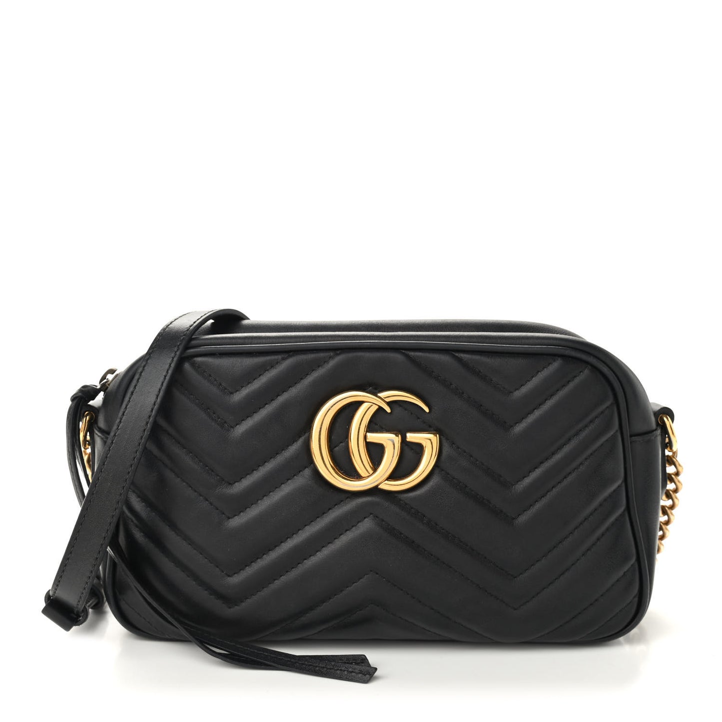 Calfskin Matelasse Small GG Marmont Chain Shoulder Bag Black