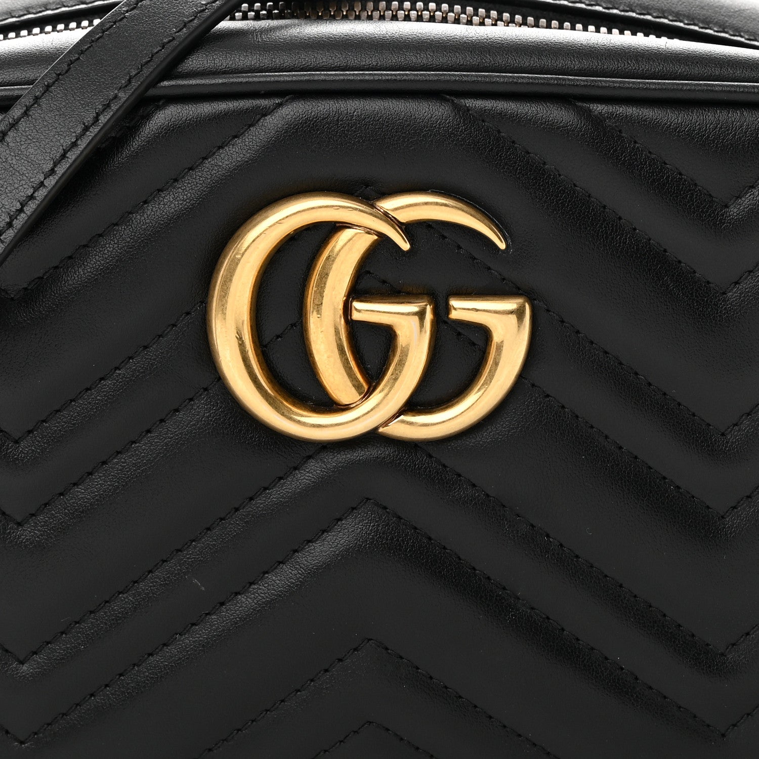 Gucci Calfskin Matelasse Small GG Marmont Chain Shoulder Bag Black 7 of 15