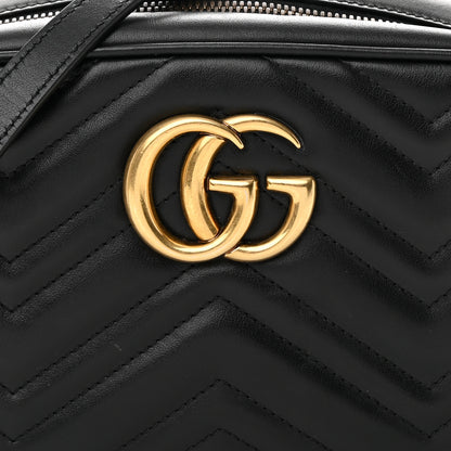 Gucci Calfskin Matelasse Small GG Marmont Chain Shoulder Bag Black 7 of 15