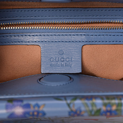 Gucci Calfskin Bamboo Web New Flora Medium Nymphaea Top Handle Bag Azure 8 of 12