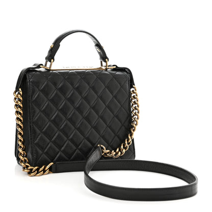 Chanel Goatskin Quilted Large Rita Top Handle Flap Black 2 of 14