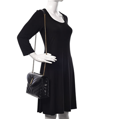 Saint Laurent Calfskin Y Quilted Monogram Small Loulou Chain Satchel Black 2 of 10