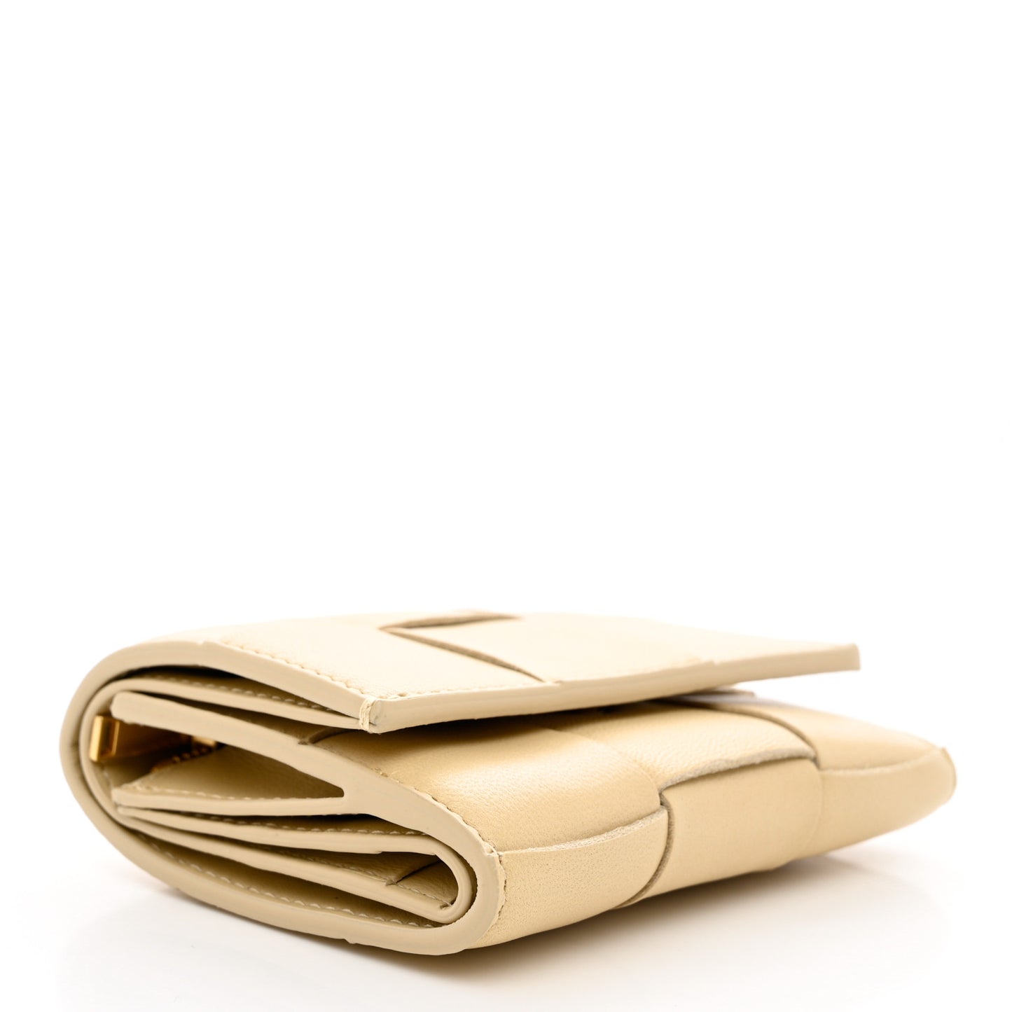 Nappa Calfskin Maxi Intrecciato Cassette Tri-Fold Wallet Porridge