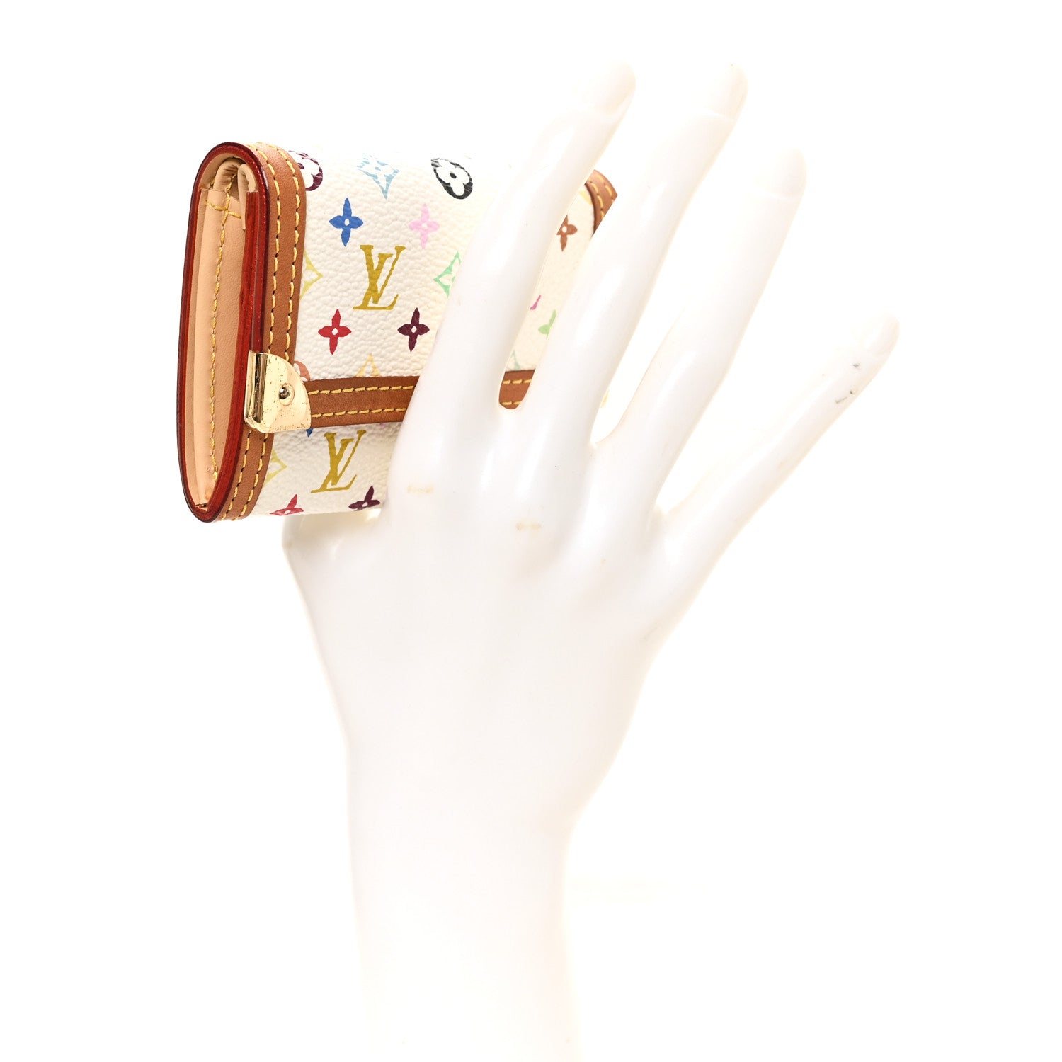 Louis Vuitton Monogram Multicolor Porte-Monnaie Plat Coin Purse White 2 of 6