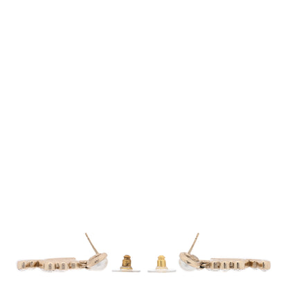 Chanel Crystal Pearl Large CC Drop Earrings Gold 3 of 5