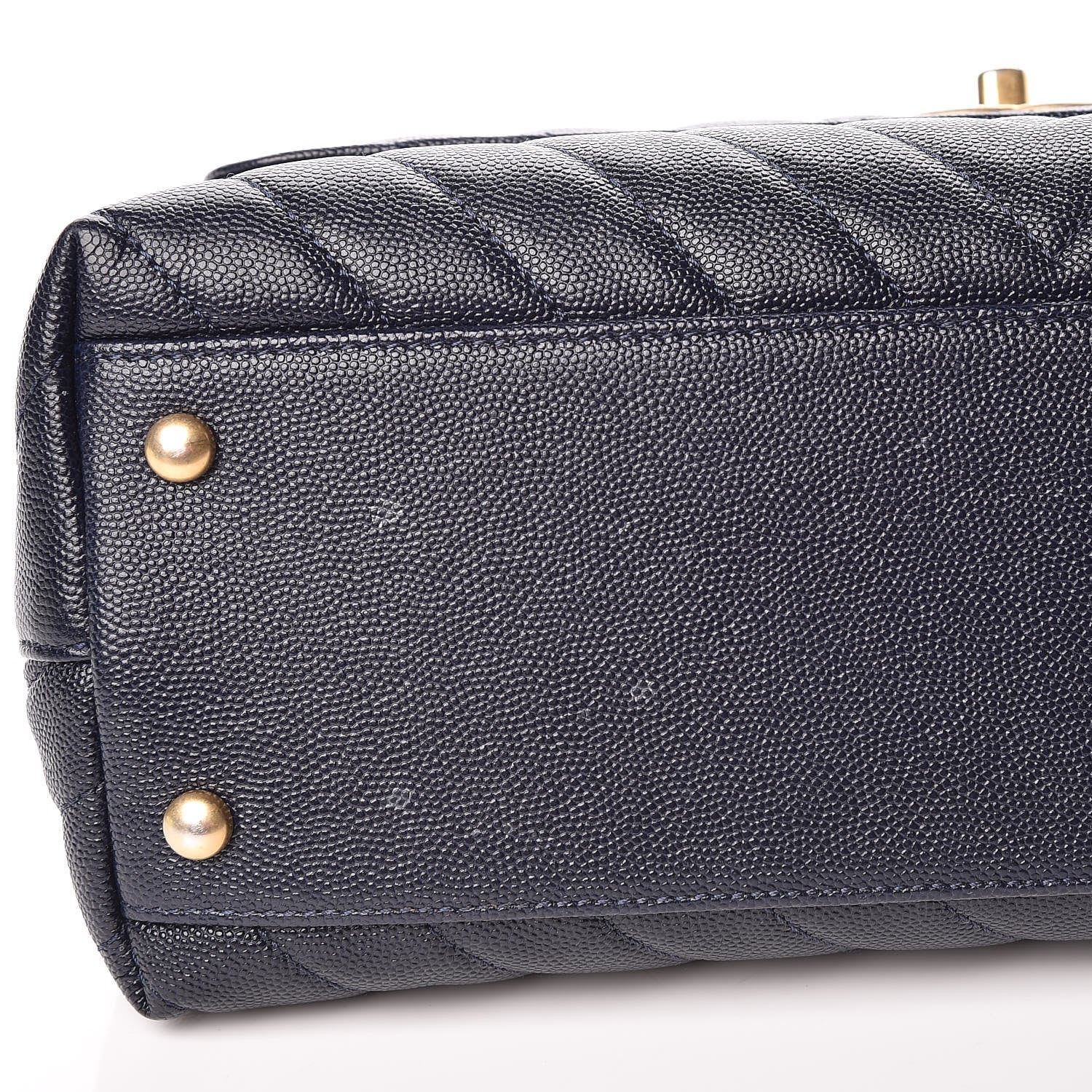 Chanel Caviar Chevron Quilted Small Coco Handle Flap Navy 11 of 12