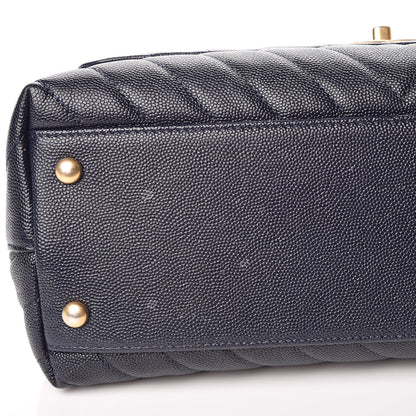 Chanel Caviar Chevron Quilted Small Coco Handle Flap Navy 11 of 12