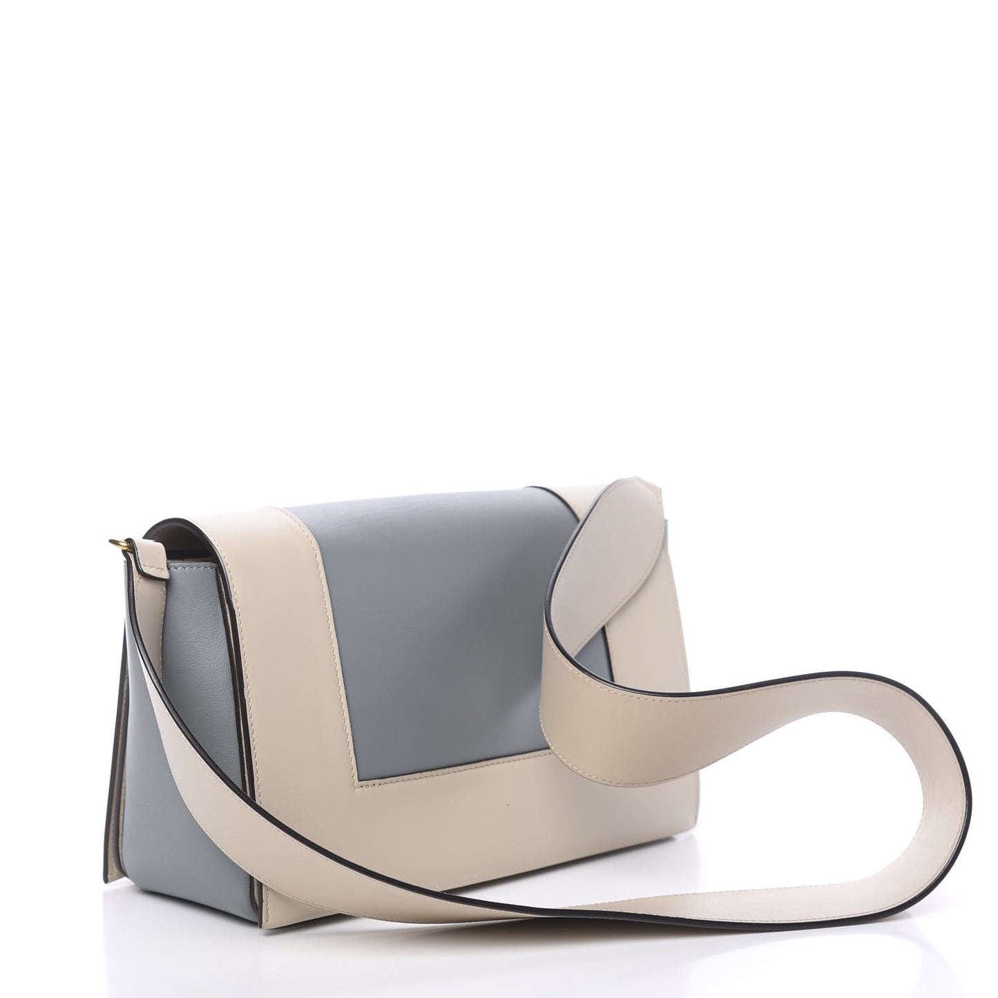 Shiny Smooth Calfskin Medium Frame Shoulder Bag Grege Storm