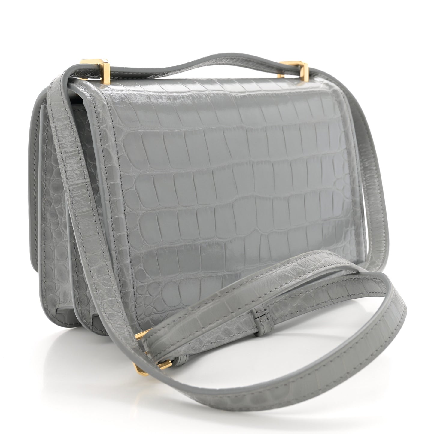 Crocodile Embossed Small TB Bag Cloud Grey