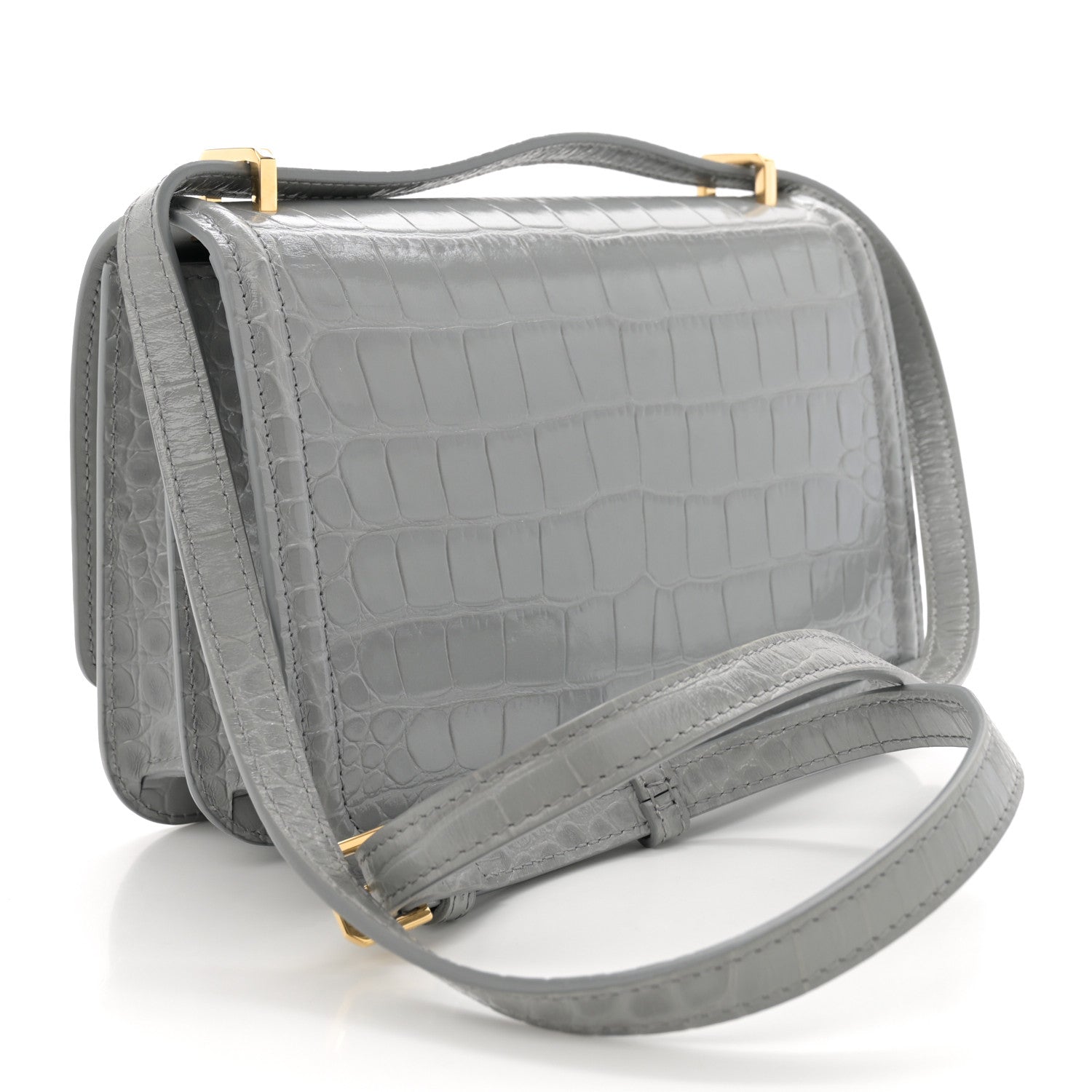 Burberry Crocodile Embossed Small TB Bag Cloud Grey 3 of 10
