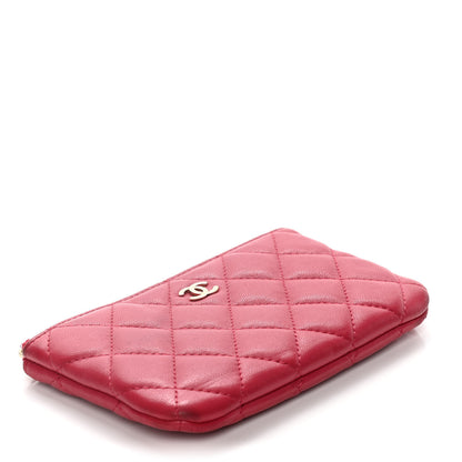 Chanel Lambskin Quilted Small Cosmetic Case Dark Pink 4 of 15
