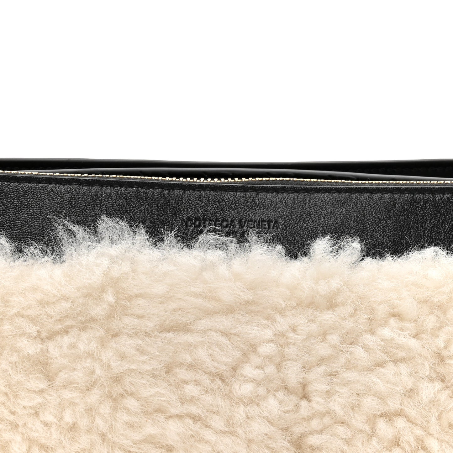 Nappa Intrecciato Shearling Andiamo Double Pouch Bag Black White