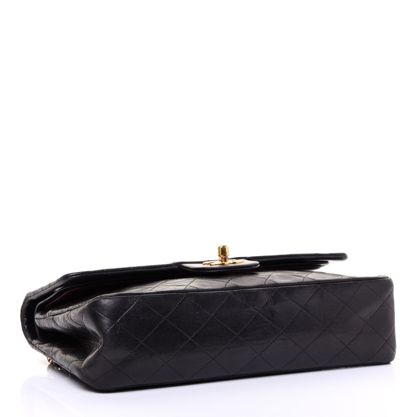 Lambskin Quilted Medium Double Flap Black