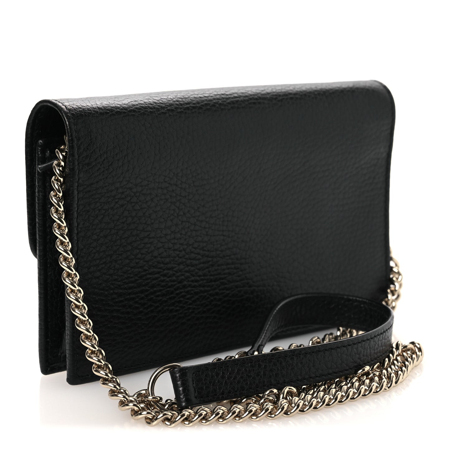 Dollar Calfskin Interlocking G Chain Wallet Black