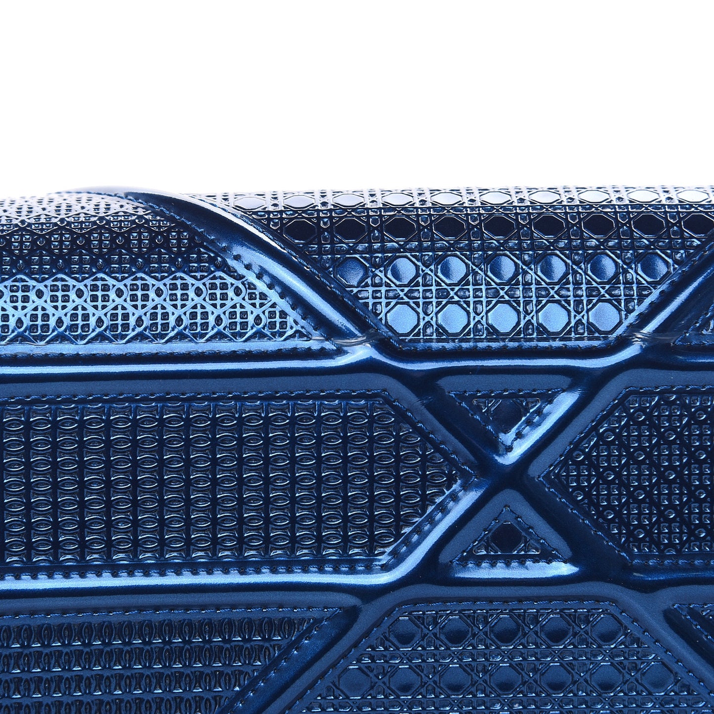 Metallic Patent Micro-Cannage Medium Diorama Flap Bag Blue