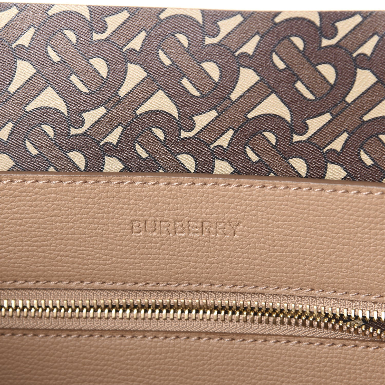 Burberry Calfskin TB Motif Embossed Medium Tote Camel 6 of 9