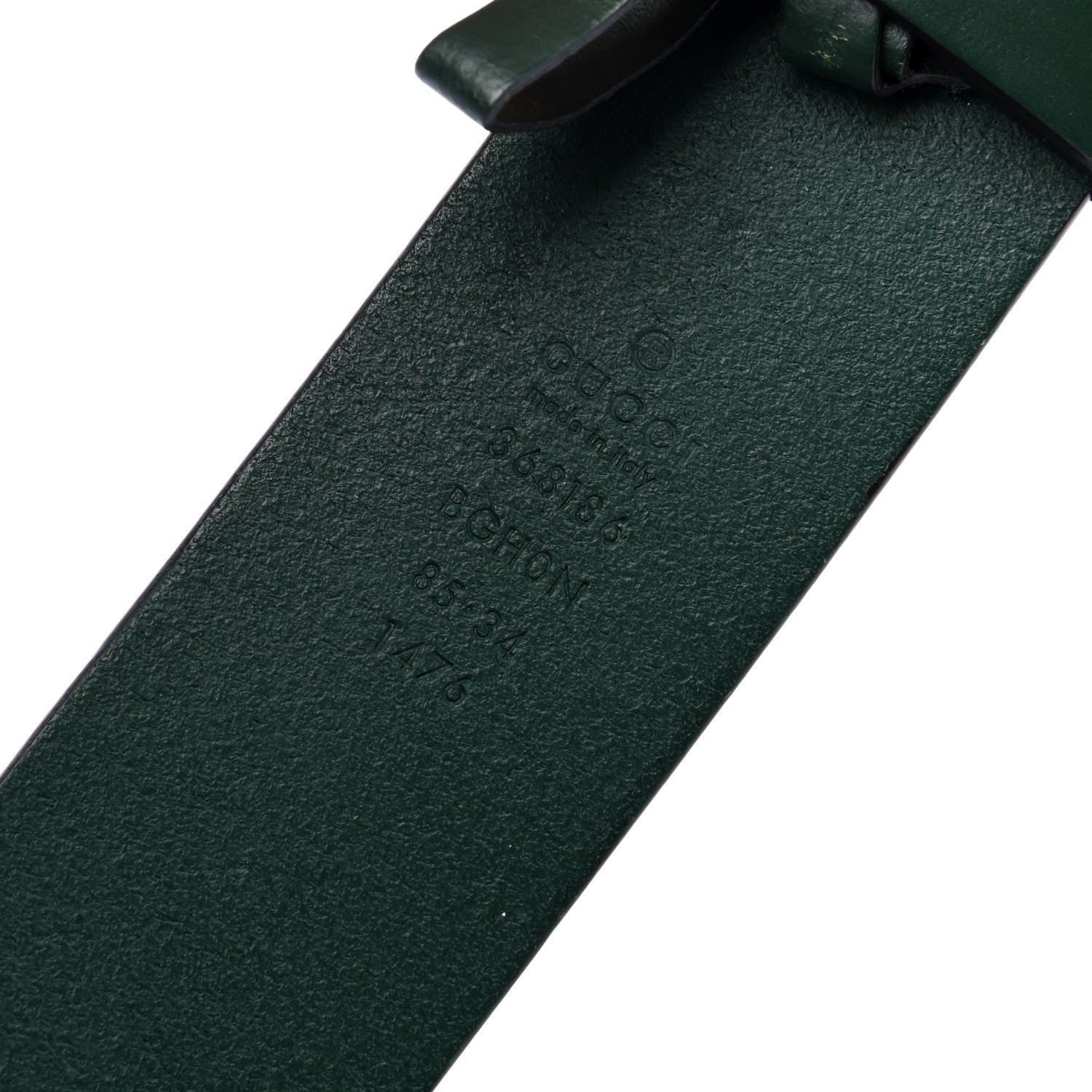 Gucci Selleria Calfskin Nickel Interlocking G 37mm Belt 85 34 Green 5 of 5
