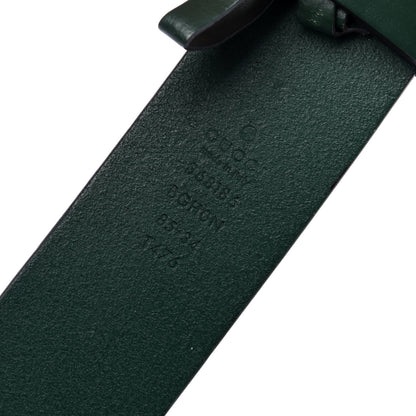 Gucci Selleria Calfskin Nickel Interlocking G 37mm Belt 85 34 Green 5 of 5