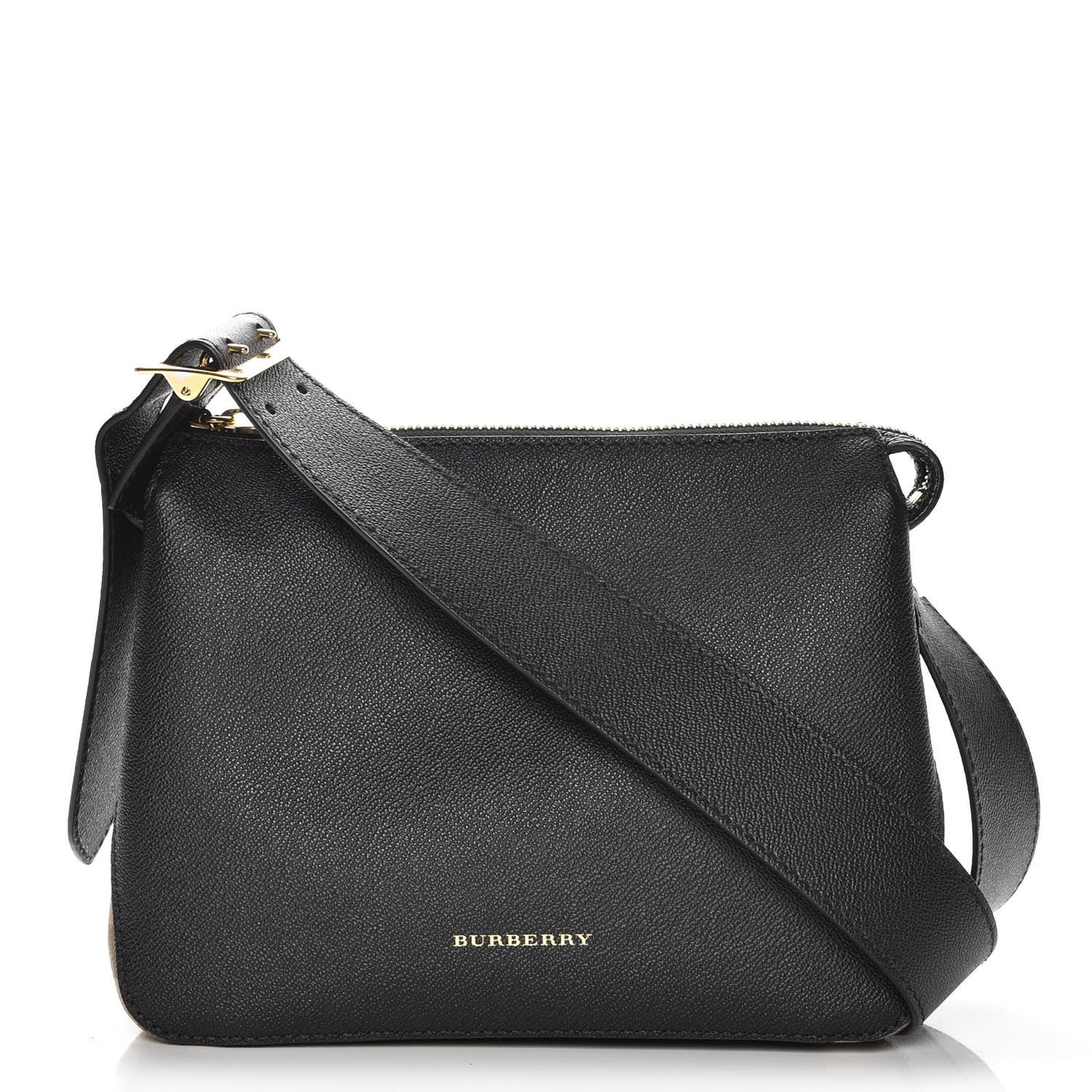 Soft Grain Calfskin House Check Small Helmsley Crossbody Black