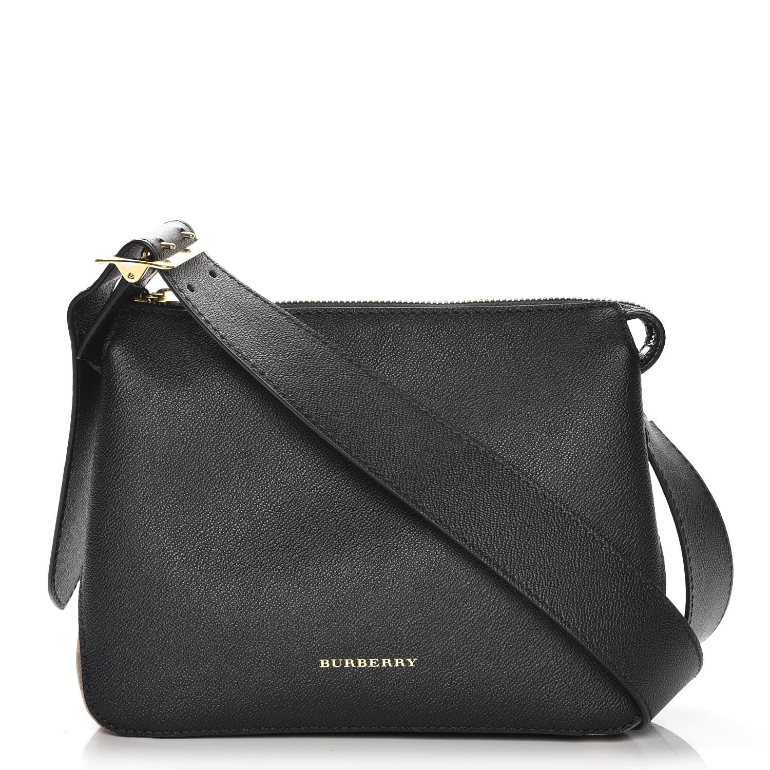 Burberry Soft Grain Calfskin House Check Small Helmsley Crossbody Black 1 of 7