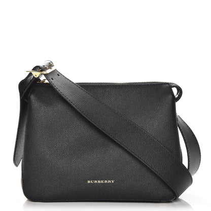 Burberry Soft Grain Calfskin House Check Small Helmsley Crossbody Black 1 of 7