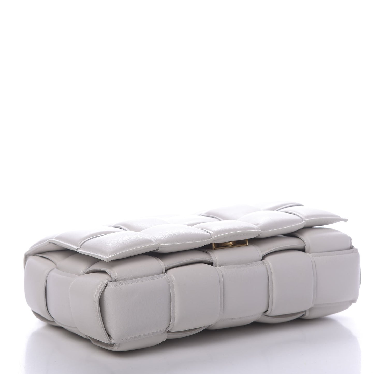 Lambskin Maxi Intreccio Padded Chain Cassette Crossbody Bag White