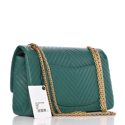 Chanel Sheepskin Chevron Quilted 2.55 Reissue 226 Flap Green 3 of 9