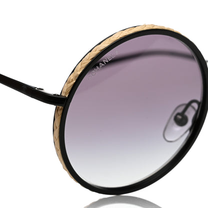 Chanel Metal Raffia Braided Round Sunglasses 4250 Black 7 of 8
