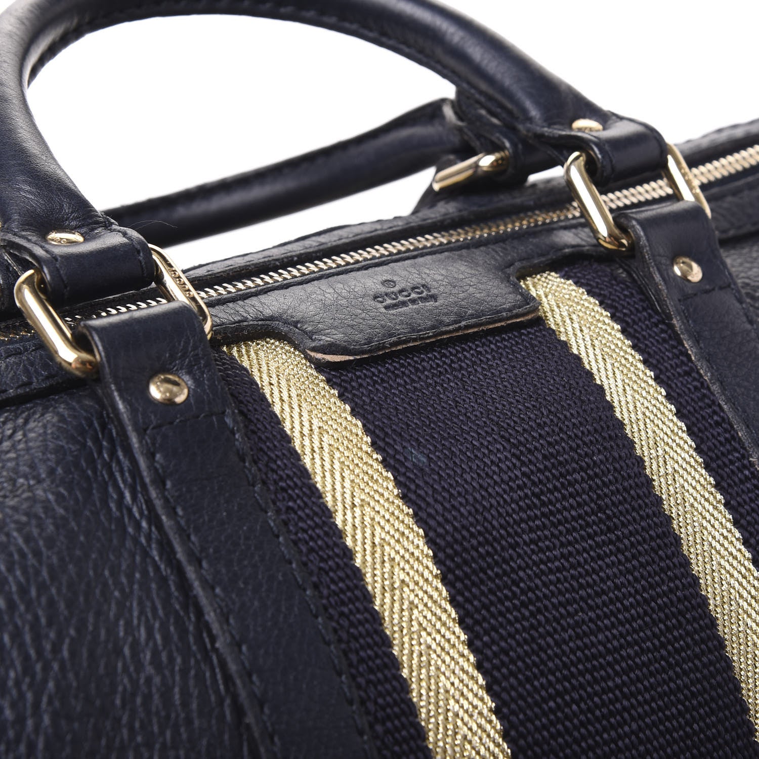Gucci Calfskin Vintage Web Medium Boston Navy 16 of 16