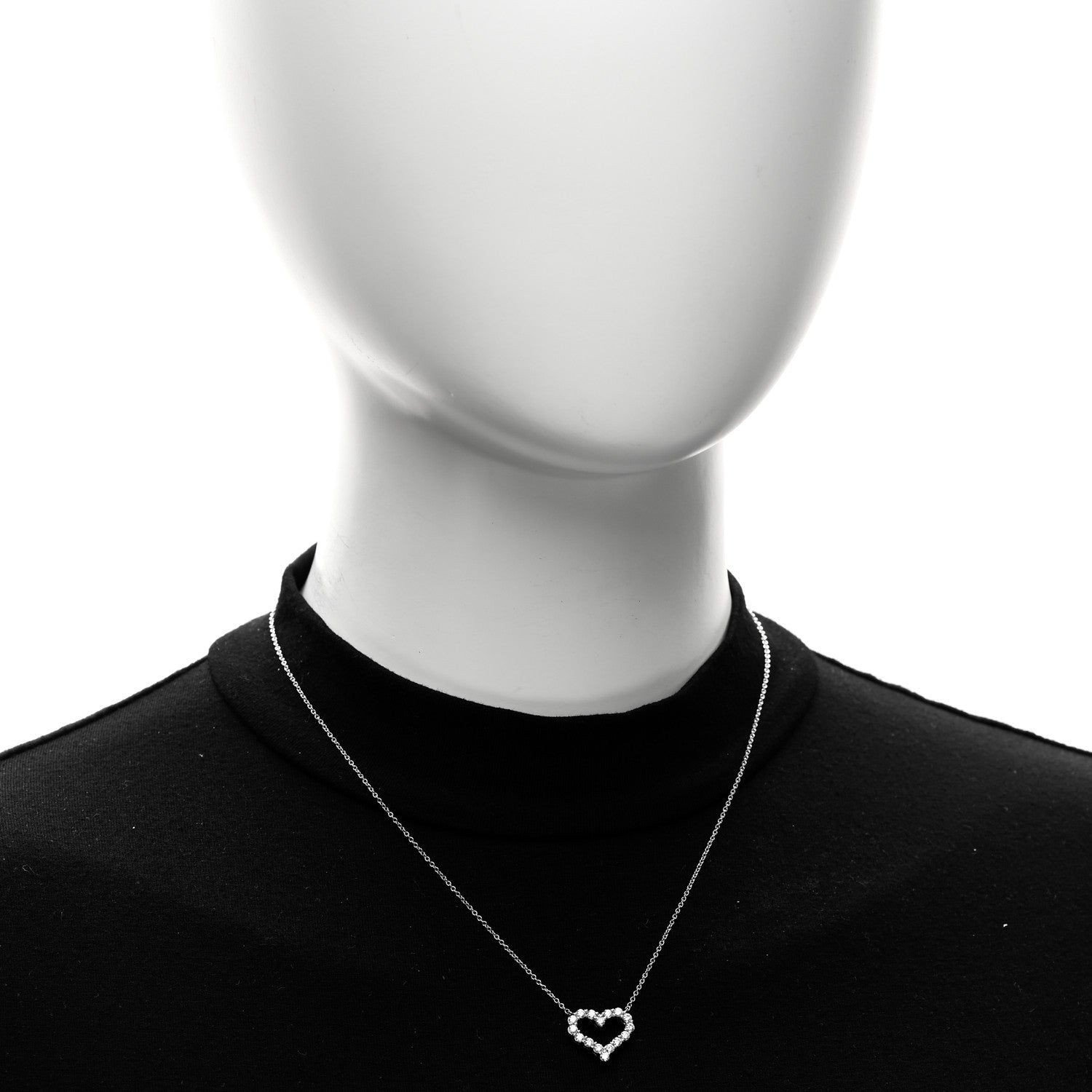 Tiffany Platinum Diamond Small Heart Pendant Necklace 2 of 5