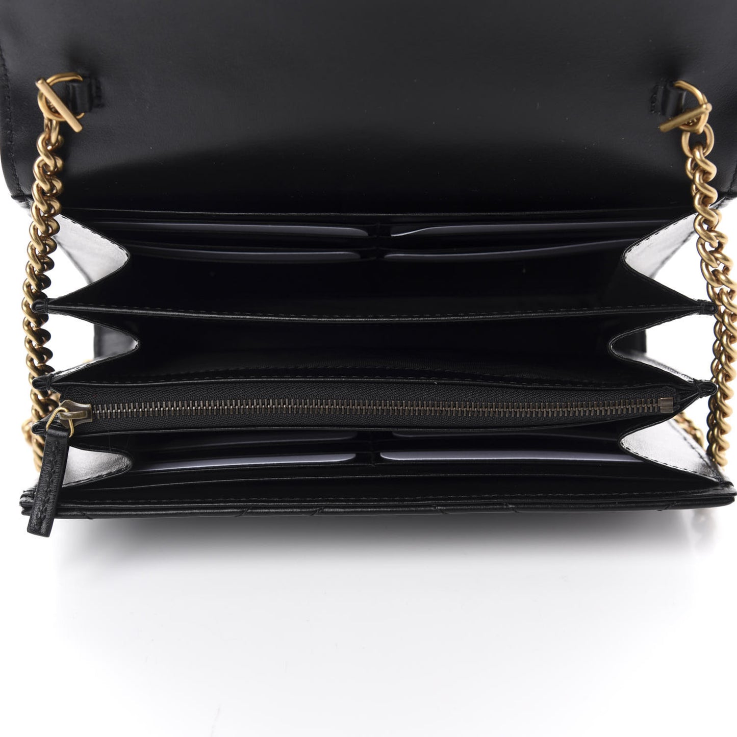 Calfskin Matelasse GG Marmont Chain Wallet Black