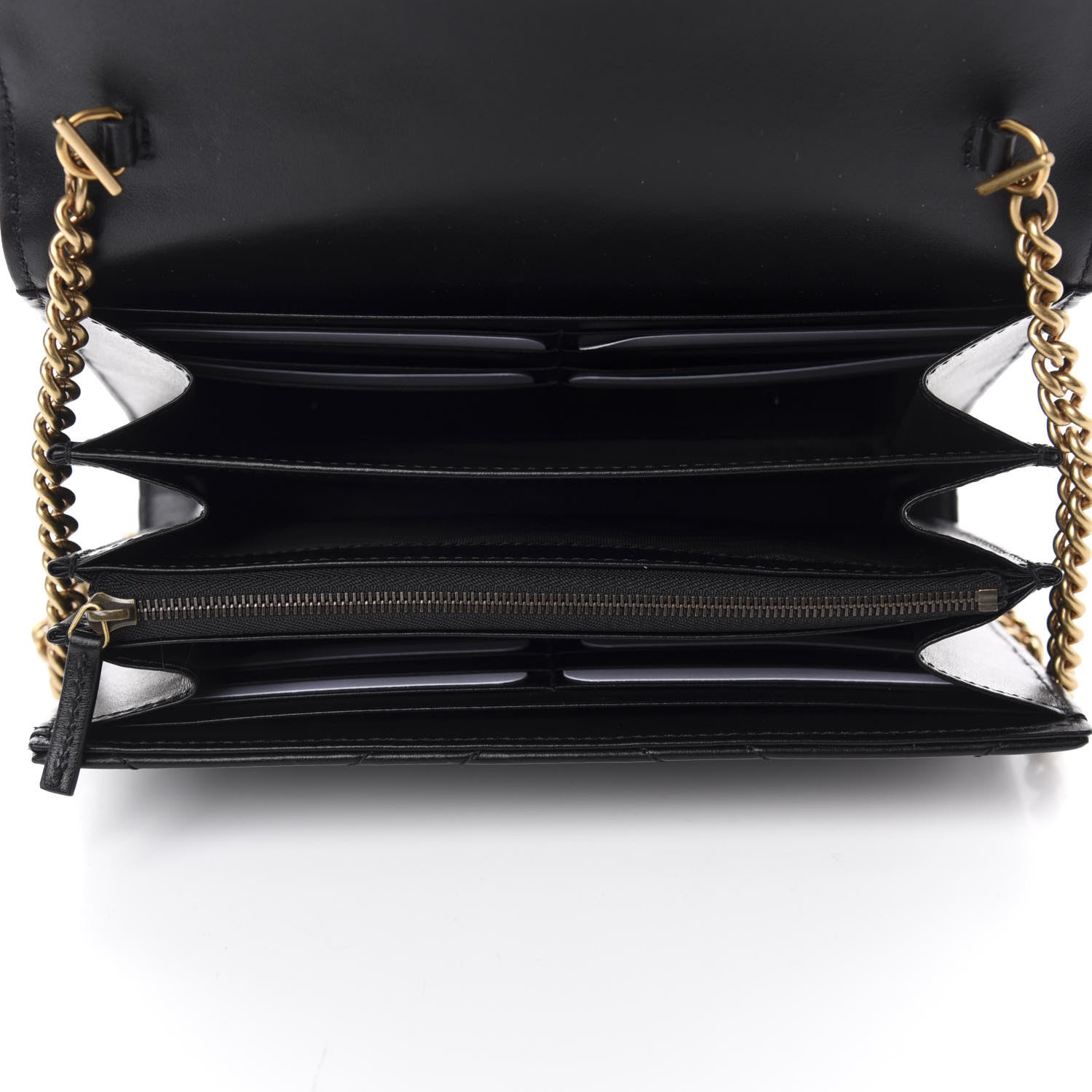 Gucci Calfskin Matelasse GG Marmont Chain Wallet Black 5 of 11