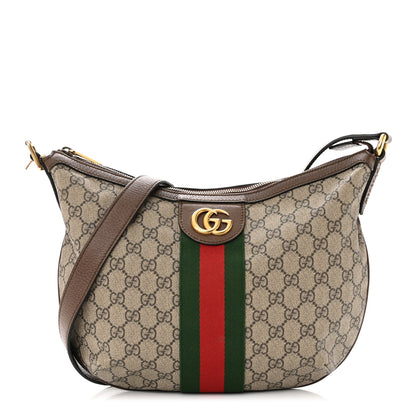 Gucci GG Supreme Monogram Web Small Ophidia Half Moon Hobo Brown 1 of 13