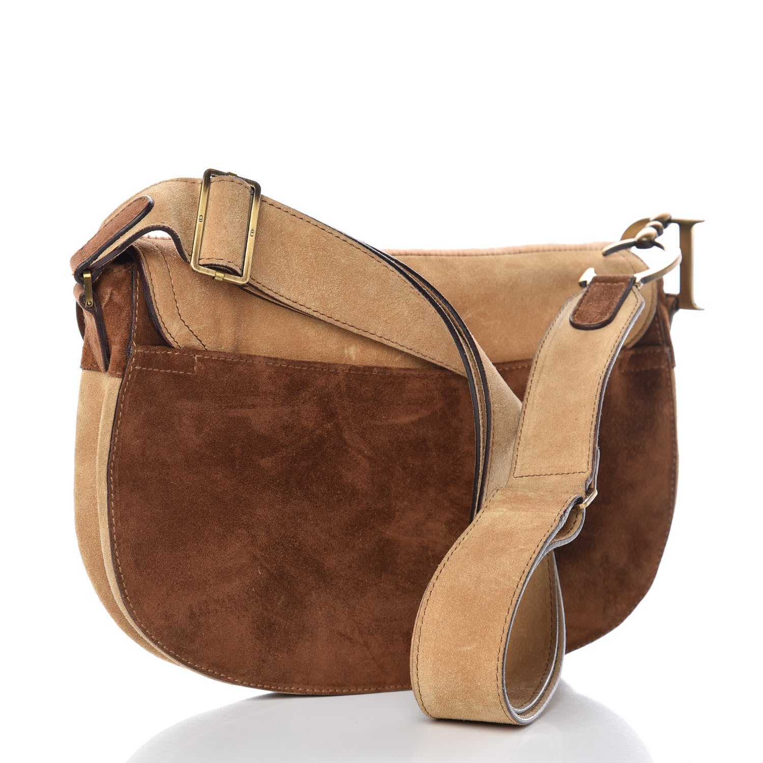 Christian Dior Suede Pony Hair Saddle Bag Brown 3 of 16
