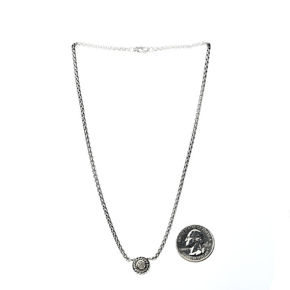 David Yurman Sterling Silver 18K Yellow Gold Diamond 12mm Pave Cookie Necklace 3 of 5