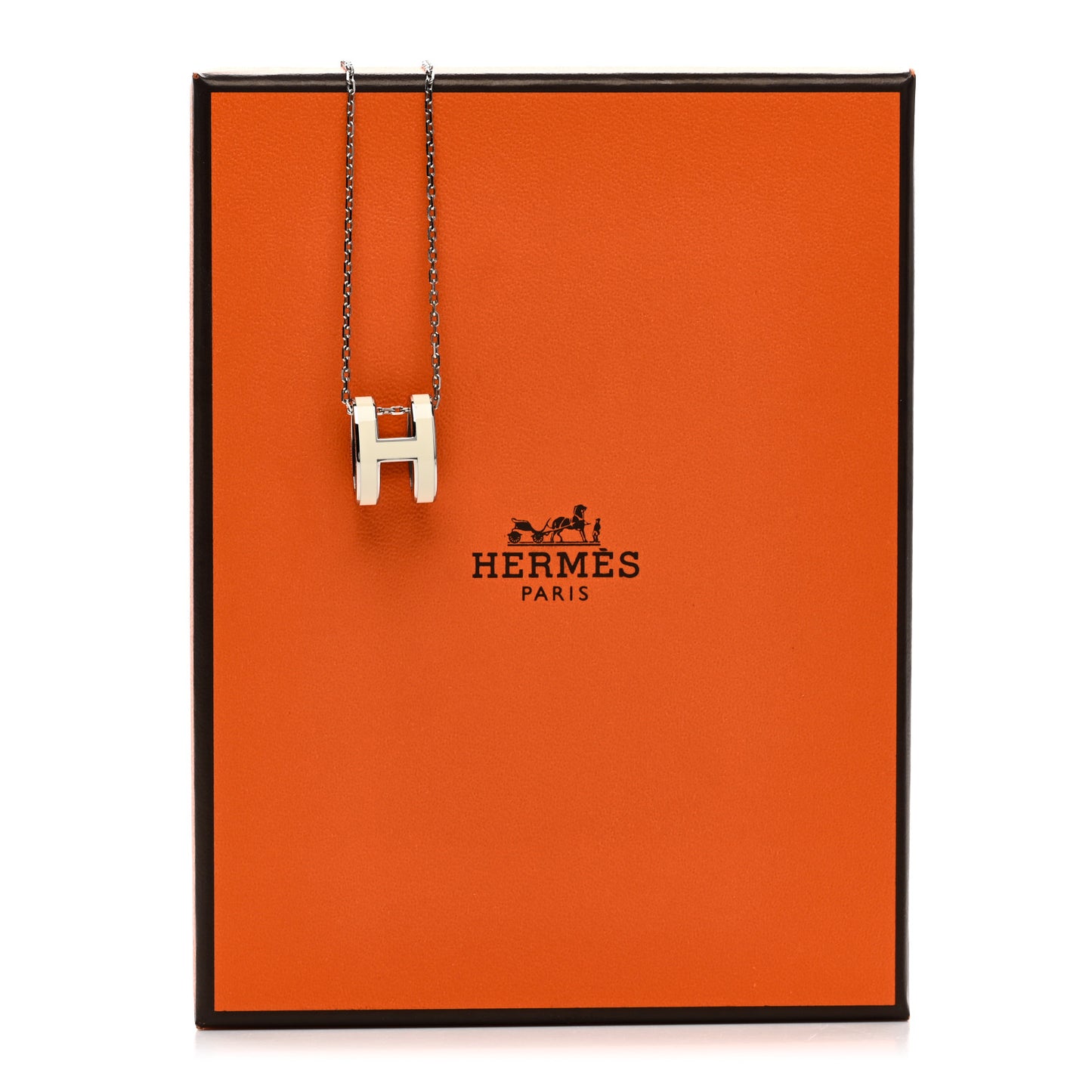 Lacquered Palladium Pop H Pendant Necklace White