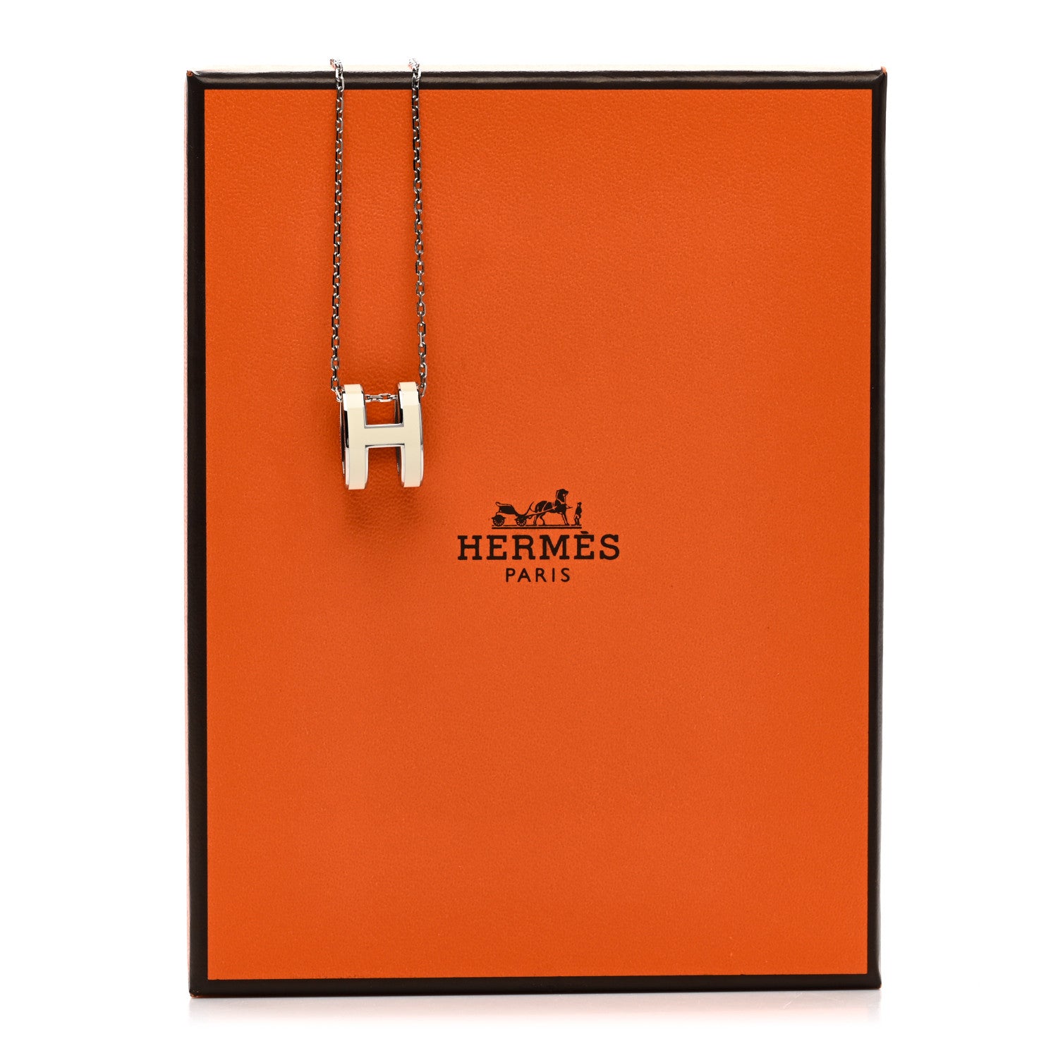 Hermes Lacquered Palladium Pop H Pendant Necklace White 7 of 7
