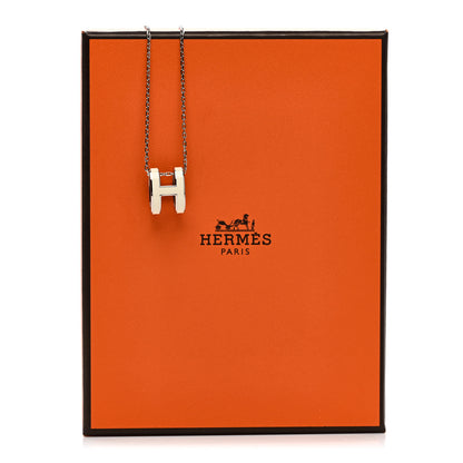 Hermes Lacquered Palladium Pop H Pendant Necklace White 7 of 7