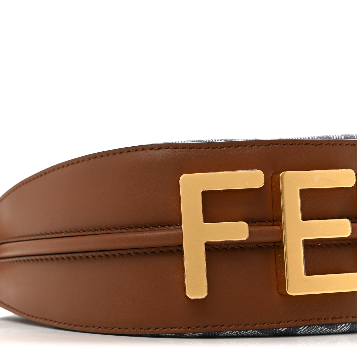 Fendi Denim Vitello King F is Fendi FF Embroidered Mini Fendigraphy Hobo Bag Blue Brown 9 of 11