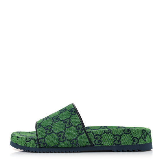 Monogram Multicolor Slide Sandals 5 Green Blue