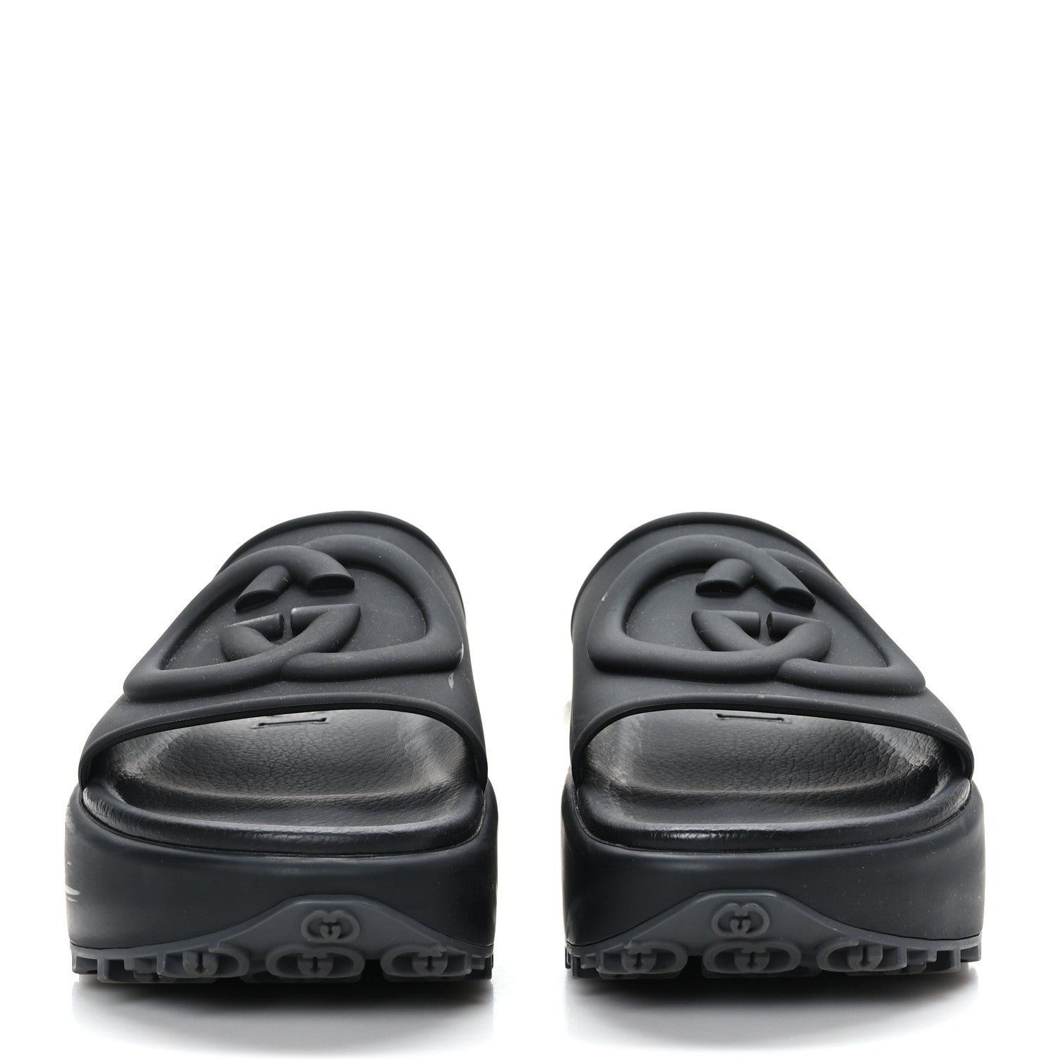 Gucci Soft Rubber Womens Interlocking G Platform 42mm Slide Sandals 39 Black 2 of 7