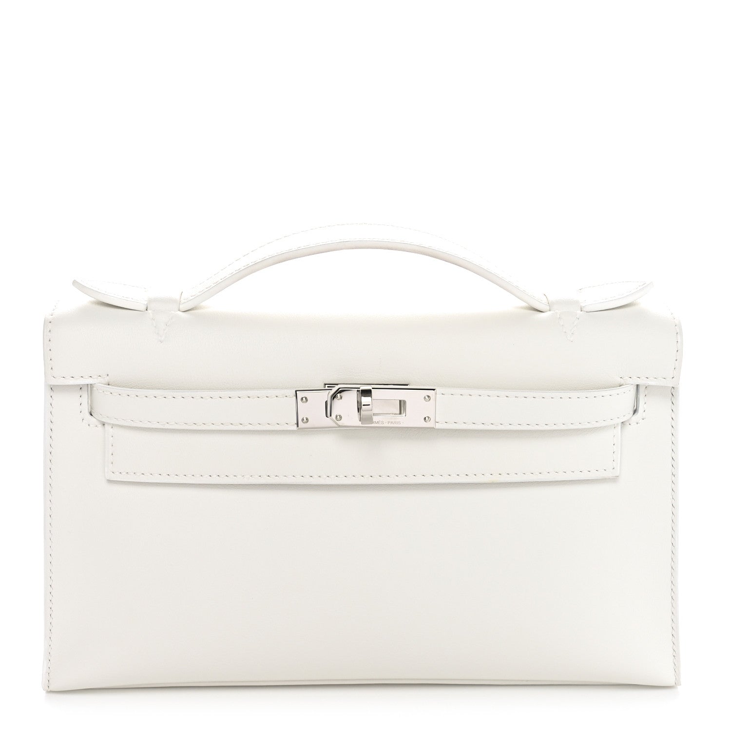 Hermes Swift Kelly Pochette Clutch White 1 of 10